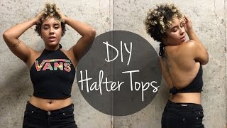 DIY Halter Top From TShirt No Sewing  prillakilla [upl. by Adnoraj904]