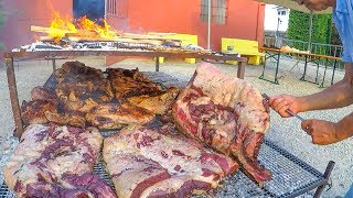 Argentinian Grill Master Roasts Huge Blocks of Bull Meat Italy Street Food Festival [upl. by Aketahs2]