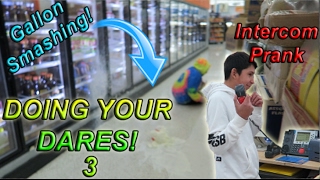 DOING YOUR DARES IN WALMART 3 GALLON SMASHING [upl. by Nelon480]