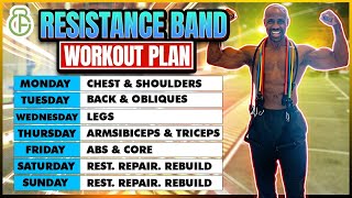 FULL WEEK WORKOUT PLAN AT HOME WITH RESISTANCE BAND  FITBEAST [upl. by Alfonzo]