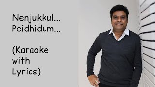 Nenjukkul Peidhidum  Karaoke  With Lyrics  Varanam Ayiram  Harris Jayaraj  HighQuality  Surya [upl. by Ahsirt]