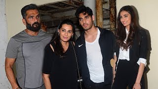 Suniel Shetty With Family Son AahaanDaughter Athiya amp Wife At Mubarakan Movie Screening [upl. by Siri]