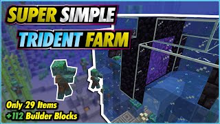 Minecraft Trident  Drowned Farm 🔱 Easy NO REDSTONE  118117 [upl. by Kcirredal826]