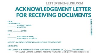 Acknowledgement Letter for Receiving Original Documents Acknowledgement Format  Letters in English [upl. by Gibe424]