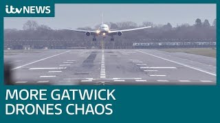 Another day of chaos at Gatwick as drones hunt goes on  ITV News [upl. by Cyrus]