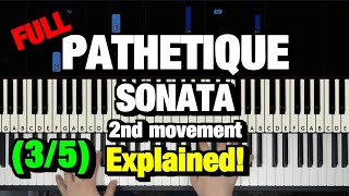 Beethoven Pathétique Sonata 2nd Movement Piano Tutorial  How to Play Lesson Part 3 of 5 [upl. by Hcurob]