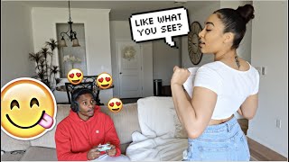 FLASHING My Boyfriend While He Plays Fortnite Epic Reaction [upl. by Auqenahs]