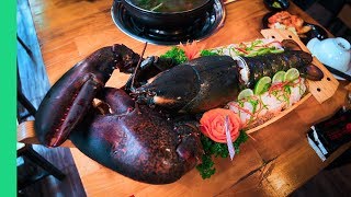 7 POUND LOBSTER FEAST Lobster Tail Sashimi  Lobster Blood Soup [upl. by Anairt]