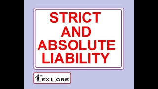 Strict Liability and Absolute Liability Essentials  Example etc [upl. by Eaneg]