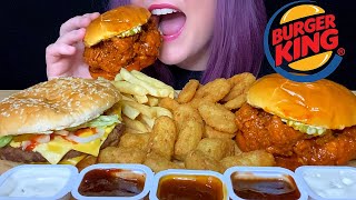 ASMR BURGER KING MUKBANG NO TALKING NEW SPICY CRISPY CHICKEN SANDWICH [upl. by Elayor]