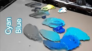 How to make Cyan from mixing Red Blue Yellow RBY acrylic colors [upl. by Yevrah]