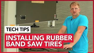 Changing a band saw tire Rubber Tire Installation [upl. by Zenobia472]