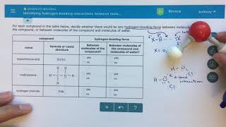 ALEKS  Identifying Hydrogen Bonding Interactions Between Molecules [upl. by Nilloc]