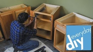 How to Install Kitchen Cabinets  Buildipedia DIY [upl. by Anilorac180]