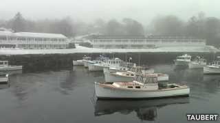 Perkins Cove Ogunquit Maine Covered in Ice and Fog [upl. by Lekym]