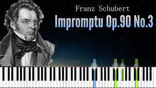 Impromptu Op 90 No 3  Schubert  Piano Tutorial  Synthesia  How to play [upl. by Gitt]