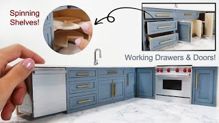 DIY Miniature  Modern Kitchen Cabinets with working doors and drawers [upl. by Josselyn94]