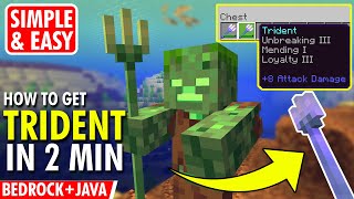 How To Get TRIDENT in LESS THAN 2 MINUTES Bedrock  Java  Minecraft Timestamps [upl. by Devland]