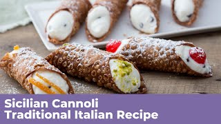 SICILIAN CANNOLI  Traditional Italian Recipe [upl. by Eiryk]