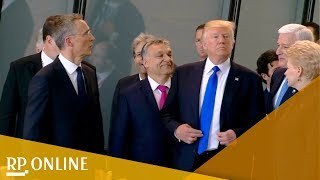 Trump drängelt Szene vom NatoGipfel sorgt für Kritik [upl. by Rovelli136]