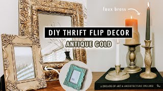 DIY THRIFT FLIP Antique Gold Decor Testing Techniques and Paints  XO MaCenna [upl. by Marchak]