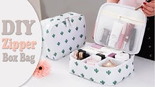 DIY ORGANIZER ZIPPER BOX BAG NO SEW  Travel Bag Design Tutorial [upl. by Valencia]