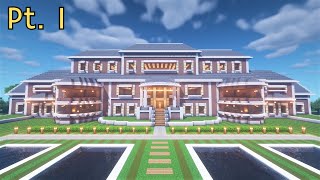 Minecraft Huge Suburban Realistic Mansion Tutorial  Part 1 [upl. by Jennilee718]