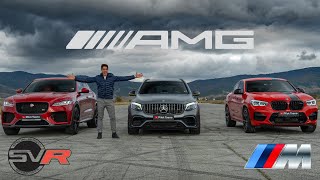 BMW X4M vs Mercedes GLC 63S vs Jaguar FPace SVR DRAG amp Rolling race [upl. by Isaacson]