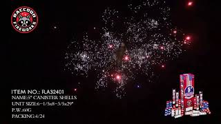 5 Inch Canister 24 pack RA32401 by Raccoon Fireworks [upl. by Nisen]