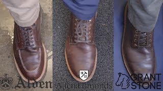 Alden vs Allen Edmonds vs Grant Stone The 3Boot Battle [upl. by Amapuna]