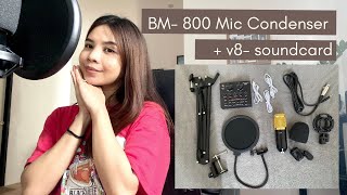 BM800 Condenser Microphone  V8Soundcard  Full Review Setup Audio tests Lazada [upl. by Ennis]