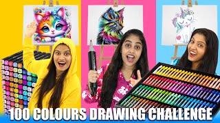 100 COLOURS DRAWING CHALLENGE 🤩  വാശിയേറിയ മത്സരം 🔥  PULLOTHI [upl. by Natelson94]