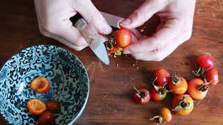 Cleaning rose hips for cooking or jam [upl. by Lim899]