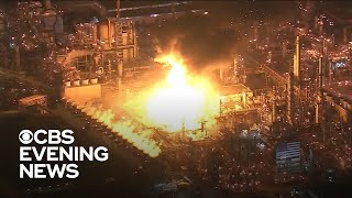 Explosion and fire breaks out at California oil refinery [upl. by Theron]