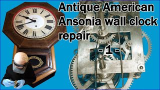 Antique American Ansonia wall clock service  Part 1 americanclockrepairs AnsoniaClocks [upl. by Htebazie]