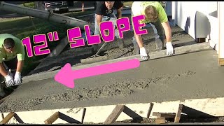 Pouring And Finishing Concrete With A Steep Slope [upl. by Spanjian745]