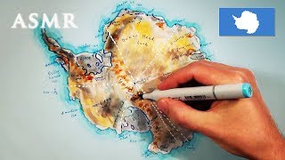 ASMR 1hr Drawing Map of Antarctica  History of Exploration [upl. by Peterus]