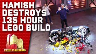 Hamish smashes a LEGO motorbike that took 135 hours to make  LEGO Masters Australia 2020 [upl. by Mighell488]