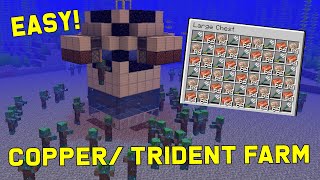 Minecraft Easy COPPER TRIDENT DROWNED Farm  120 [upl. by Imekawulo]