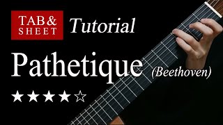 Pathetique 2nd Mov  Guitar Lesson  TAB [upl. by Eenattirb]