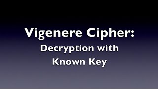 Vigenere Cipher  Decryption Known Key [upl. by Shannah]