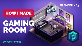 Gaming Room in Blender  3D Modeling Process [upl. by Eppillihp752]