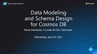 Data modeling and schema design for Azure Cosmos DB [upl. by Ranique]