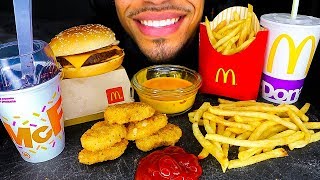 ASMR MCDONALDS OREO MCFLURRY QUARTER POUNDER CHICKEN NUGGETS CHEESY FRIES MUKBANG BIG BITES EATING [upl. by Nebuer]