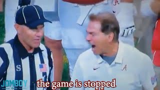 Nick Saban gets an unsportsmanlike conduct penalty defending fun a breakdown [upl. by Schwing]