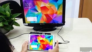 How to Connect MHL to HDMI Adapter 1080P Review for Samsung Galaxy Tab Pro S 84 101 S5 S3 Note 3 [upl. by Tamis198]