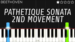 Beethoven  Pathetique Sonata 2nd Movement  EASY Piano Tutorial [upl. by Atteselrahc]